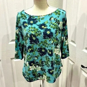 J.Jill wearever collection petite floral 3/4 sleeve shirt